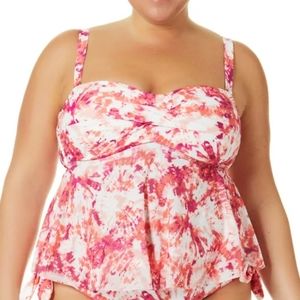 Time and Tru Women’s Plus Tie Dye Tankini Top Orange  Size 3x NWT